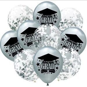 Silver Graduation Balloons Set
